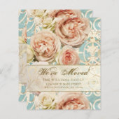 予算ヴィンテージピンクローズブルーダマスク移動カード (正面/裏面)