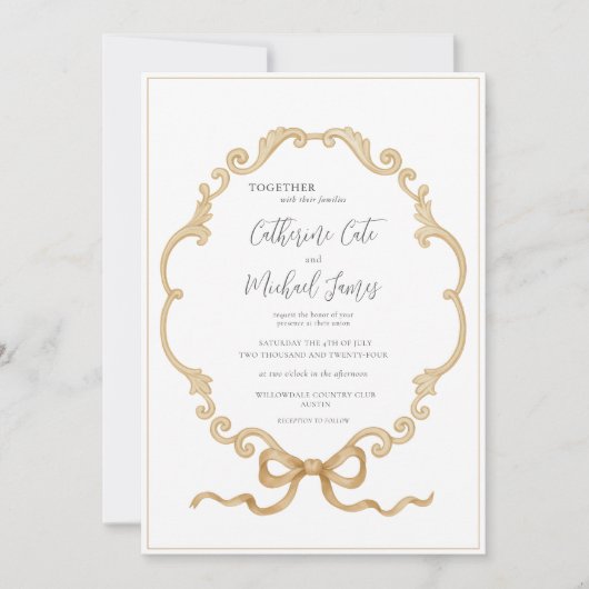 予算ヴィンテージフレームエレガントな結婚式 招待状 (正面)