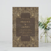 予算ヴィンテージフレームブラウン金ゴールドQRコード結婚ズ (スタンド正面)