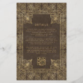 予算ヴィンテージフレームブラウン金ゴールドQRコード結婚ズ (裏面)