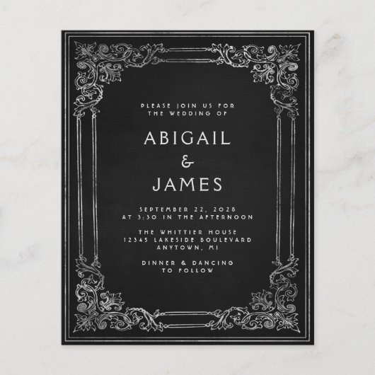 予算ヴィンテージフレームブラックシルバーQRコー結婚ド (正面)