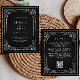 予算ヴィンテージフレームブラックシルバーQRコー結婚ド