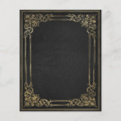 予算ヴィンテージフレーム黒金ゴールド結婚式の招待 (裏面)