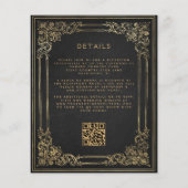 予算ヴィンテージフレーム黒金ゴールドQRコード結婚 (裏面)