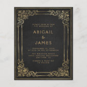 予算ヴィンテージフレーム黒金ゴールドQRコード結婚 (正面)