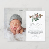 予算ヴィンテージフローラ写真バプテスマサンキューカード (正面/裏面)