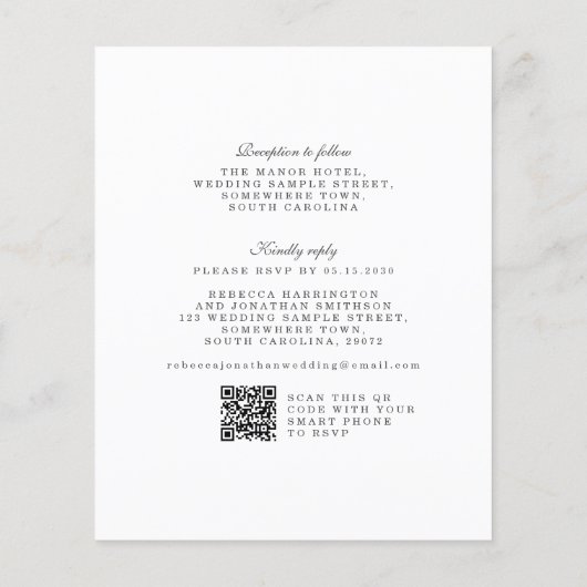 予算ヴィンテージフローラ紙結婚式招待状 (裏面)