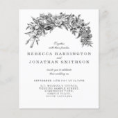 予算ヴィンテージフローラ紙結婚式招待状 (正面)