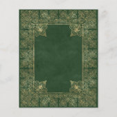 予算ヴィンテージブックグリーン金ゴールド結婚式招待状 (裏面)