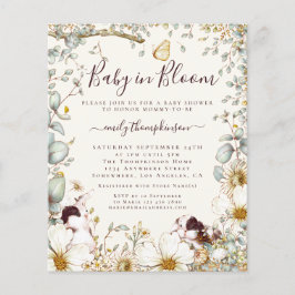 予算ヴィンテージベビーイン開花クリーム招待状