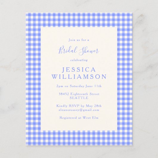 予算ヴィンテージペリウィンクルプレイドブライダルシャワー (正面)