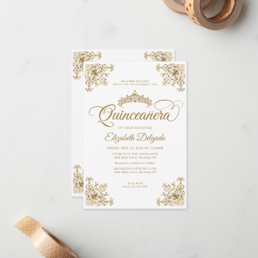 予算ヴィンテージホワイト金ゴールドフレームティアラキンセアニェラ ノートカード (正面/裏面インサイチュ)