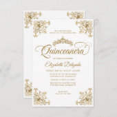 予算ヴィンテージホワイト金ゴールドフレームティアラキンセアニェラ ノートカード (正面/裏面)