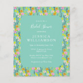 予算ヴィンテージミントフローラブライダルシャワー招待状 (正面)