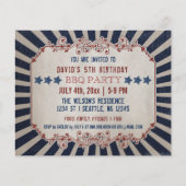 予算ヴィンテージメモリアルデー誕生日招待状 (正面)