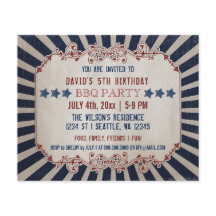 予算ヴィンテージメモリアルデー誕生日招待状