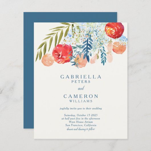 予算ヴィンテージレッドウォーター色フローラボホ結婚ズ (正面/裏面)