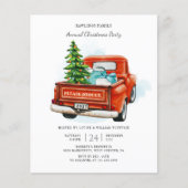 予算ヴィンテージレッドトラッククリスマス招待状 (正面)