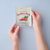 予算ヴィンテージレッドトラック素朴クリスマスパーティー チラシ (手)