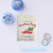 予算ヴィンテージレッドトラック素朴クリスマスパーティー チラシ (シングル)