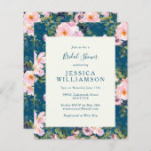 予算ヴィンテージロマンチック花模様ブルーブライダルシャワー (正面/裏面)