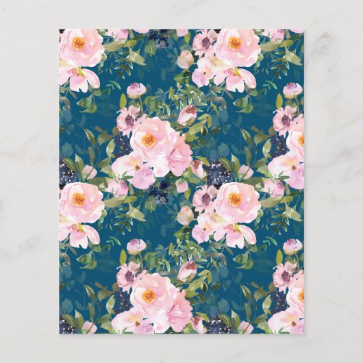 予算ヴィンテージロマンチック花模様ブルーブライダルシャワー (裏面)