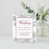 予算ヴィンテージワインレッドフローラ結婚式招待状 (スタンド正面)