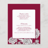 予算ヴィンテージワインレッドフローラ結婚式招待状 (裏面)