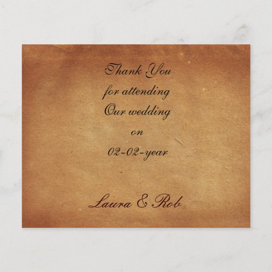 予算ヴィンテージ結婚マップのサンキューカード (裏面)
