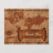 予算ヴィンテージ結婚マップのサンキューカード (正面)