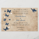 予算ヴィンテージ蝶結婚式招待状 (正面)