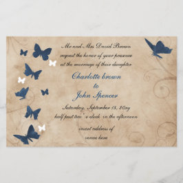 予算ヴィンテージ蝶結婚式招待状