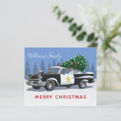 予算ヴィンテージ警察車メリークリスマスカード (スタンド正面)