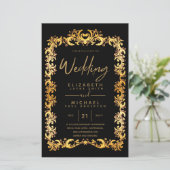 予算ヴィンテージ金ゴールド額縁低結婚式の招待A9 (スタンド正面)
