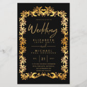 予算ヴィンテージ金ゴールド額縁低結婚式の招待A9 (正面)
