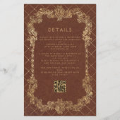 予算ヴィンテージ錆び金ゴールドQRコード結婚式の招待 (裏面)