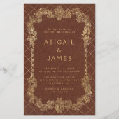 予算ヴィンテージ錆び金ゴールドQRコード結婚式の招待 (正面)
