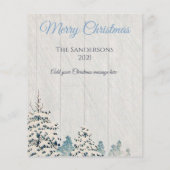 予算ヴィンテージ雪の森の写真クリスマスカード (裏面)
