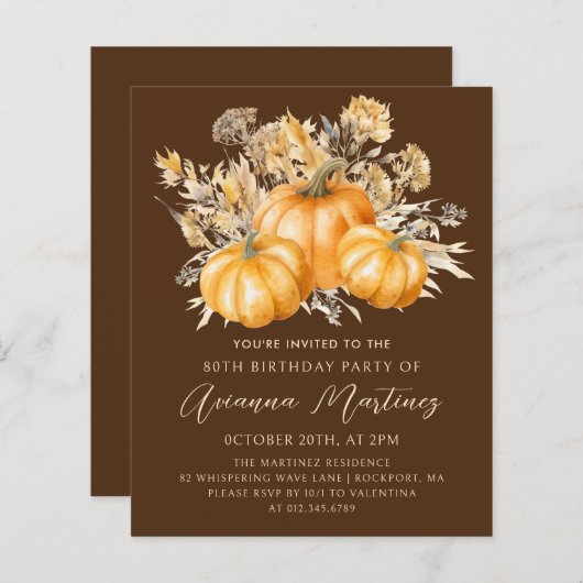 予算価格80誕生日ボホ素朴カボチャ (正面/裏面)