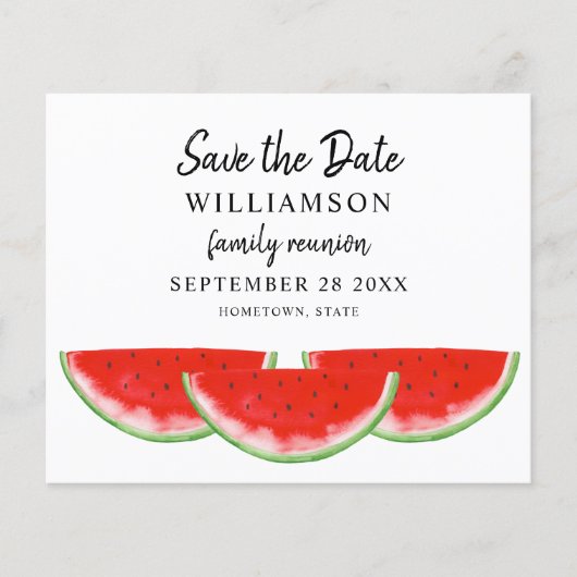 予算保存日付ファミリ懇親会招待状 (正面)