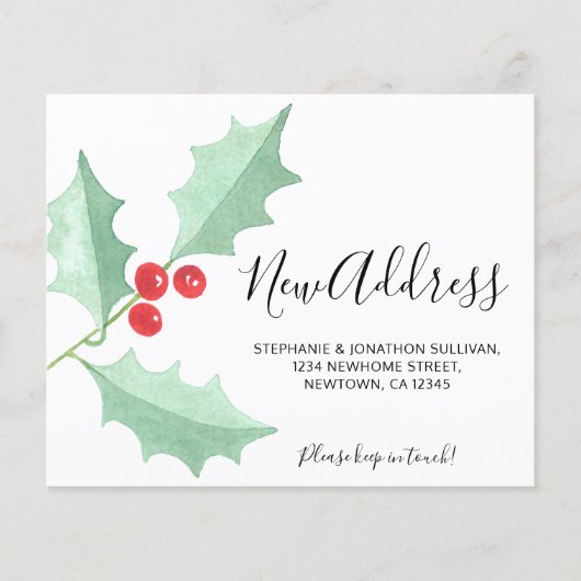 予算保留の新しい住所の移動案内カード (正面)