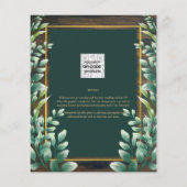 予算内でできるユーカリのウェディングシャワーの飾り付け　ゴールドと緑のQRコードつき チラシ (裏面)