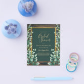 予算内でできるユーカリのウェディングシャワーの飾り付け　ゴールドと緑のQRコードつき チラシ (シングル)