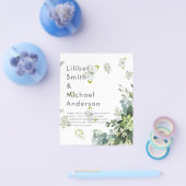 予算内で購入できる ユーカリのグリーン 葉 エメラルド 結婚式 チラシ (シングル)