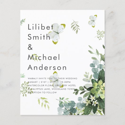 予算内で購入できる ユーカリの新緑を使った エメラルドグリーンのウェディング チラシ (正面)