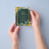 予算内で　ユーカリとひまわりを飾った　ベイビーシャワーの　ラスティックな雰囲気 チラシ (手)