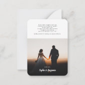 予算内の写真の手書き結婚サンキューカード ノートカード (裏面)