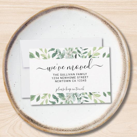 予算内の水の色の葉の引っ越しました発表 ノートカード