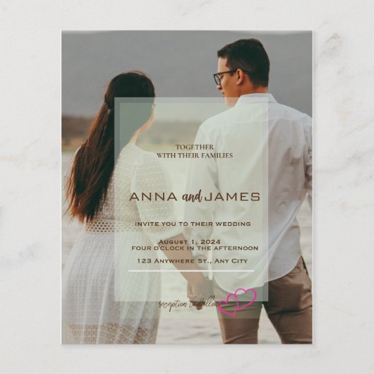 予算写真のレイヤー結婚式招待状 (正面)