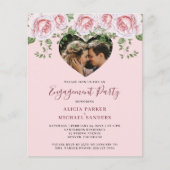 予算写真ハート婚約パーティ招待状 (正面)